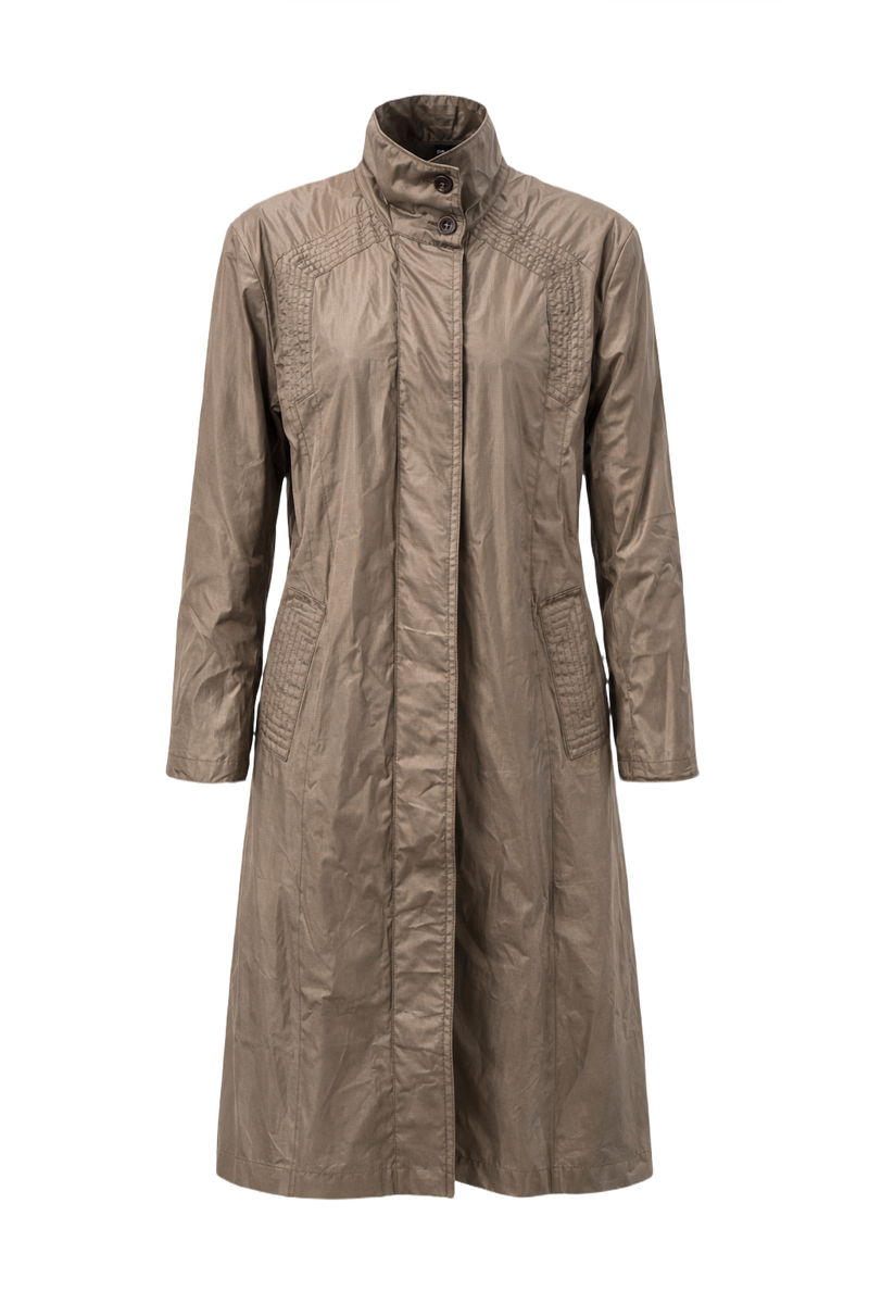 1980s Taupe Synthetic Coat - Front View