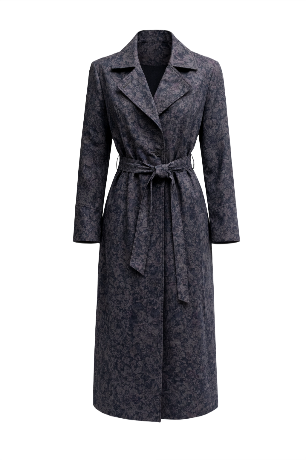 1980s Dark Grey Cotton Coat - Front View