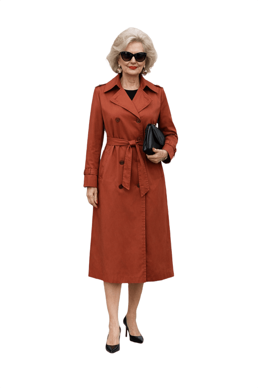 1980s Reddish-Brown Cotton Trench Coat - Model