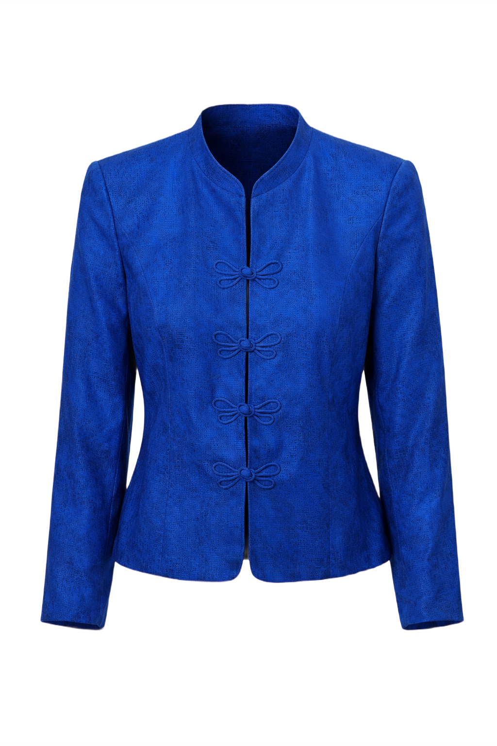1970s Vivid Blue Silk Jacket - Front View