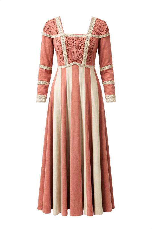1970s Dusty Rose Pink Cotton Gown - Front View