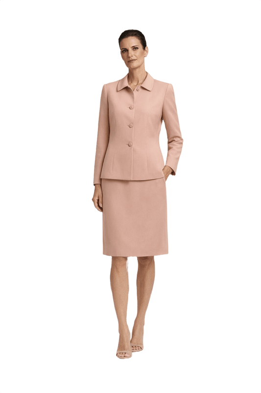 1990s Soft Pink Silk Skirt Suit - Model