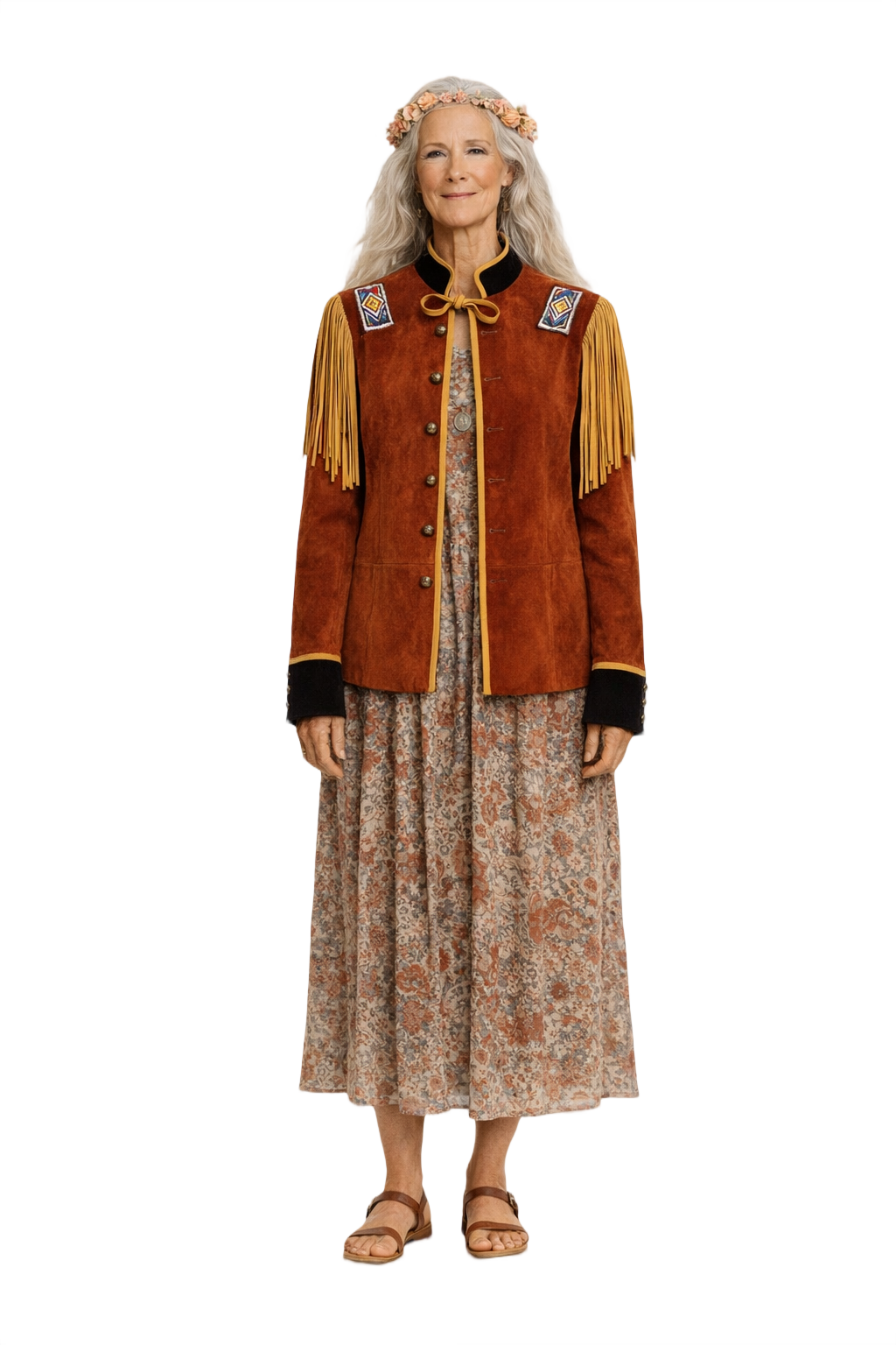 1970s Rust Brown Suede Jacket - Model
