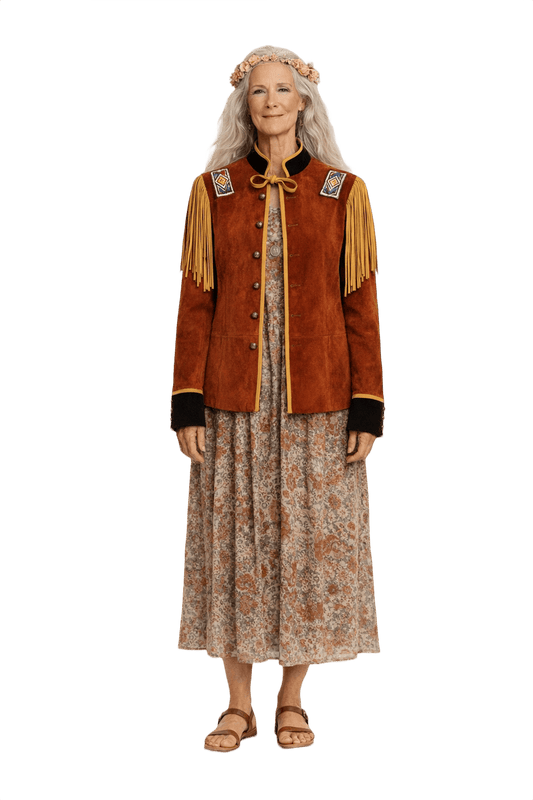 1970s Rust Brown Suede Jacket - Model