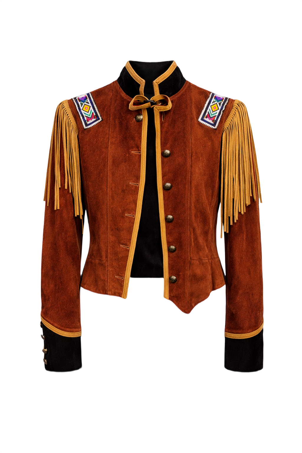 1970s Rust Brown Suede Jacket - Front View