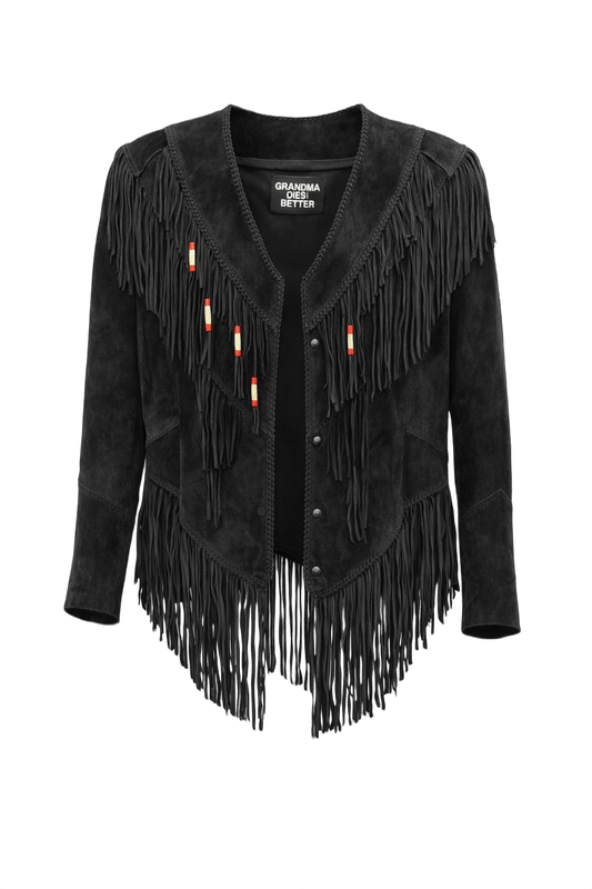 1970s Black Suede Jacket - Front View