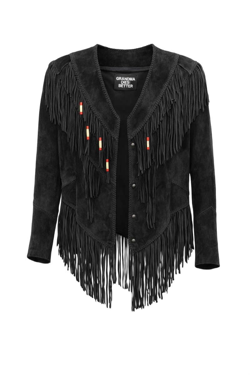 1970s Black Suede Jacket - Front View
