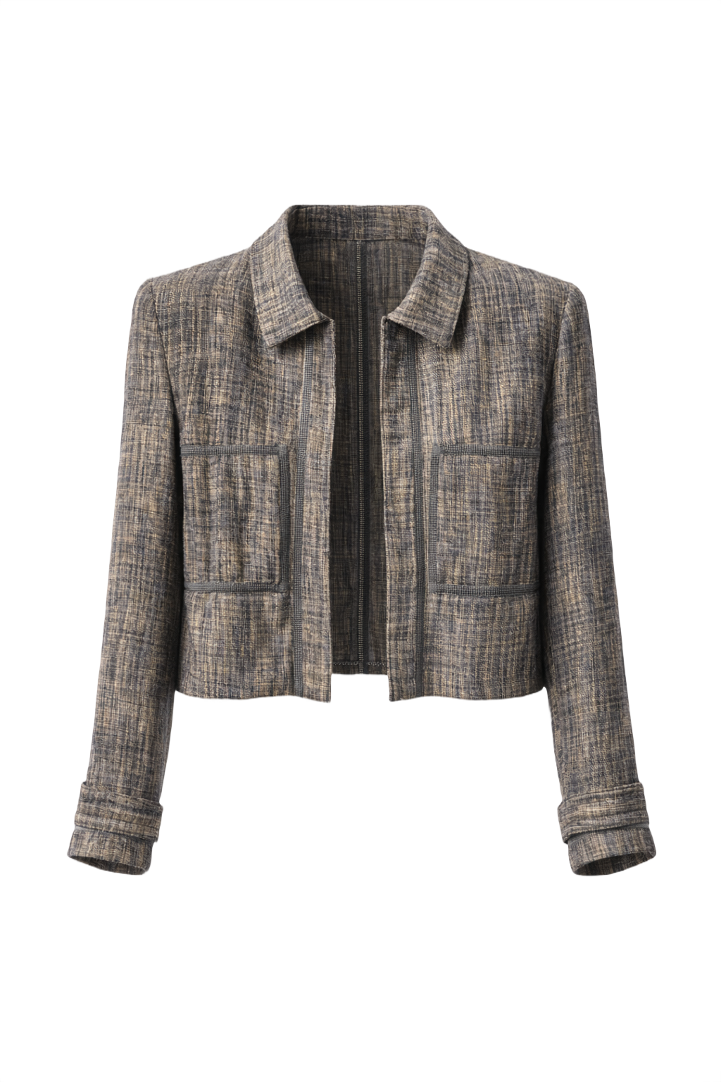 1990s Beige Linen Jacket - Front View