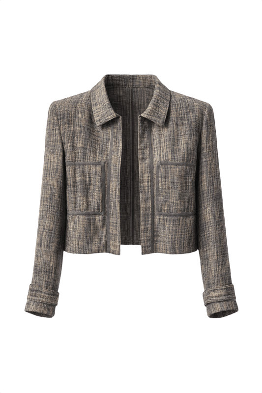 1990s Beige Linen Jacket - Front View