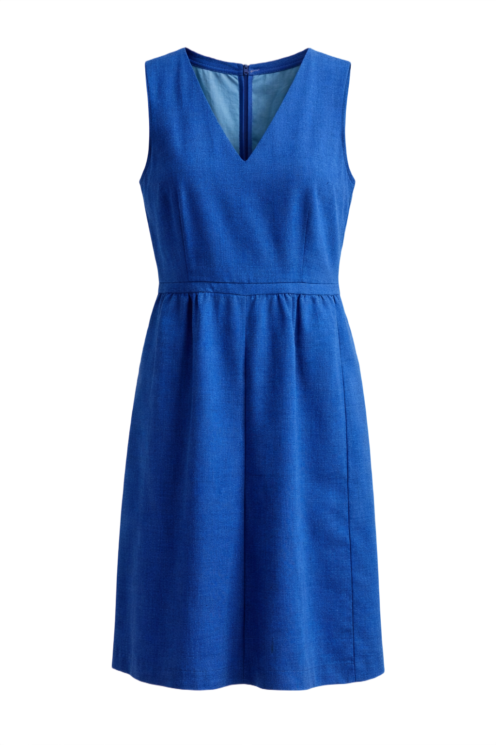 1960s Royal Blue Linen Dress - Front View