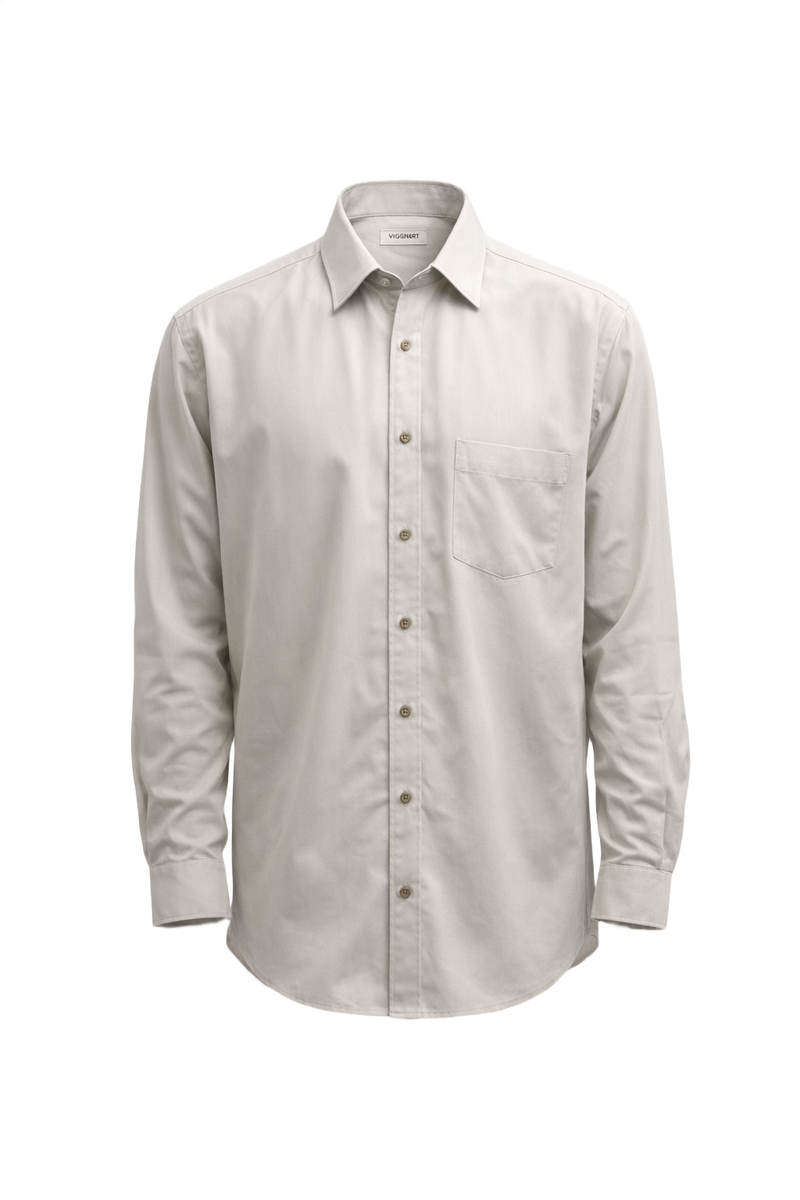 1990s Light Gray Cotton Shirt - Front View