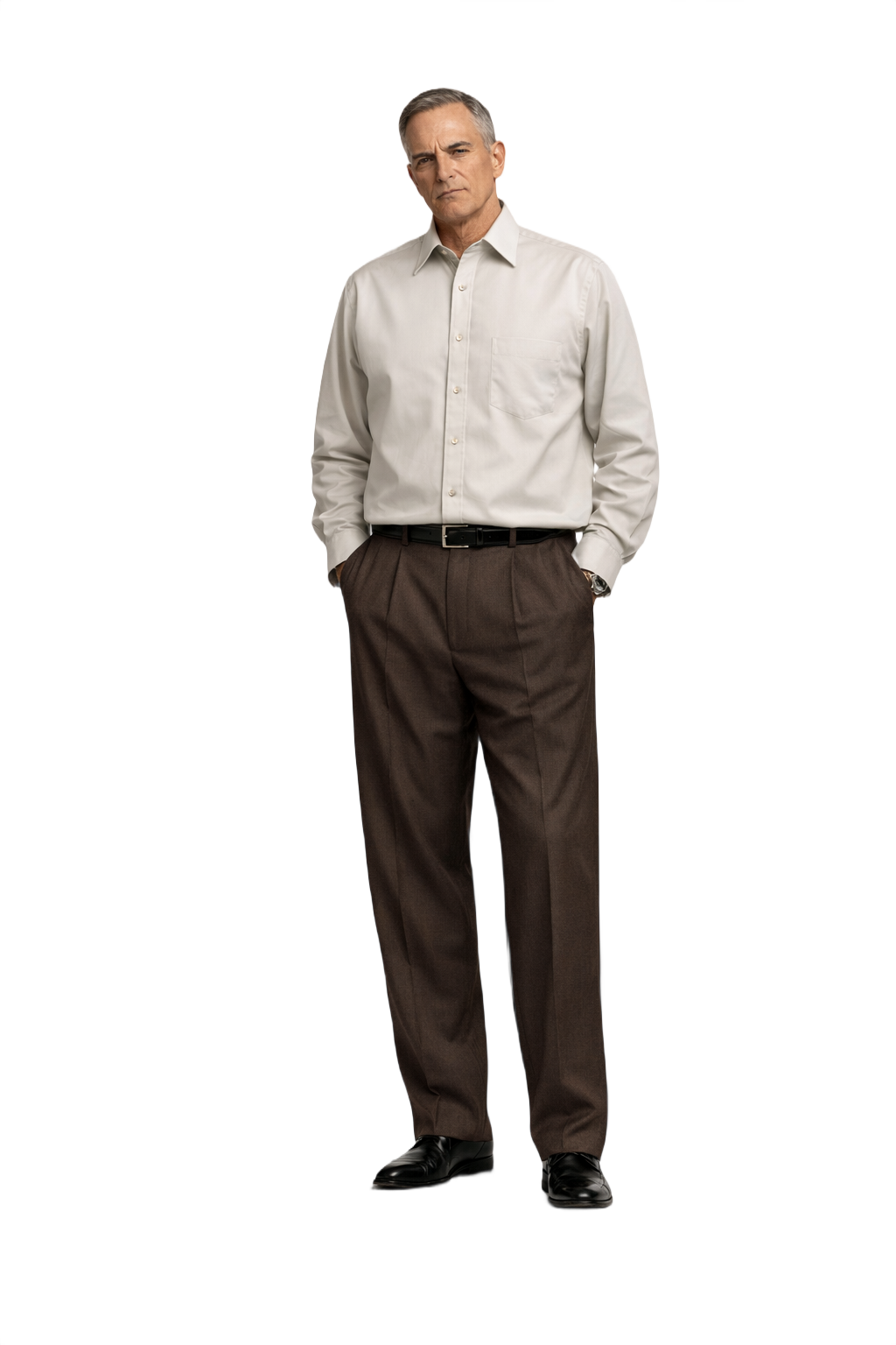 1990s Light Gray Cotton Shirt - Model