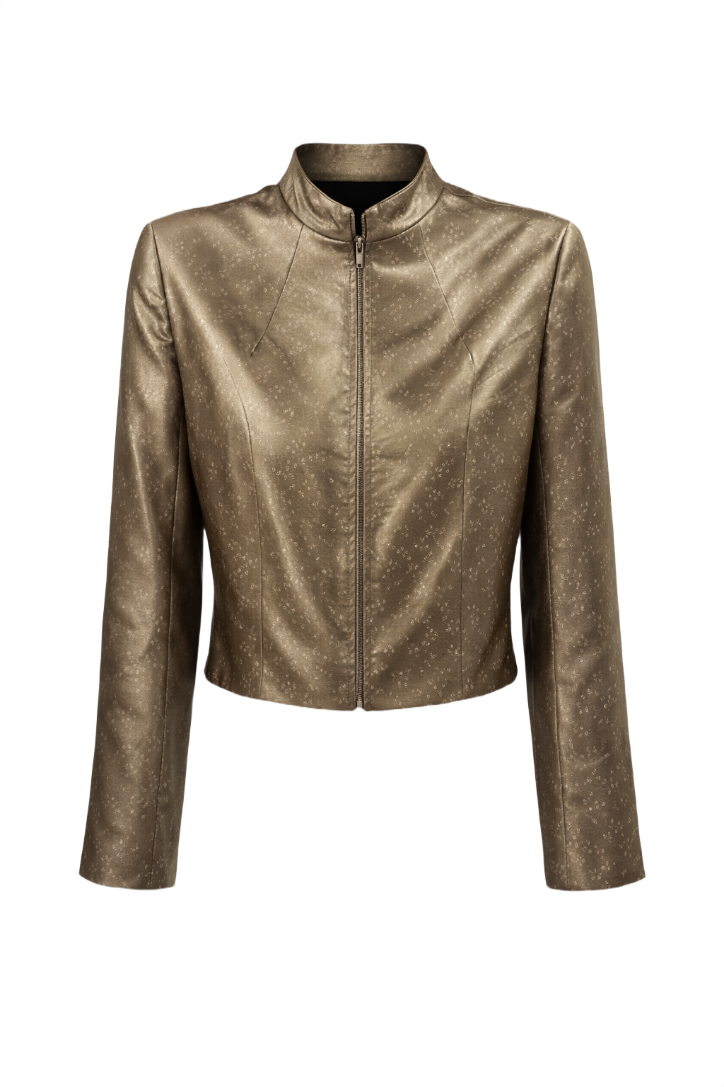 1990s Metallic Bronze Silk Blend Jacket - Front View