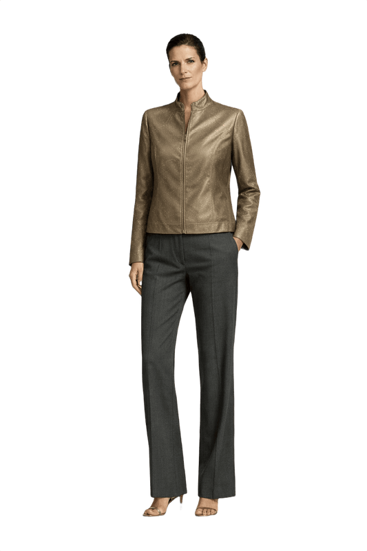 1990s Metallic Bronze Silk Blend Jacket - Model