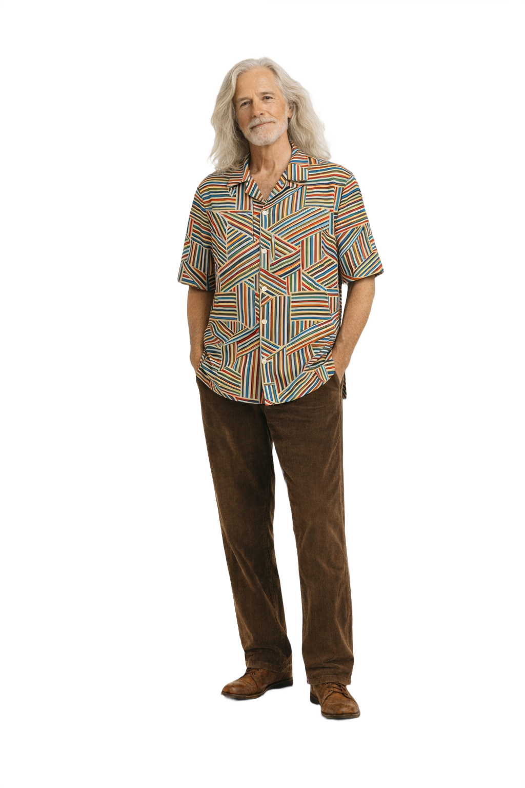 1970s Multi-Color Cotton Shirt - Model