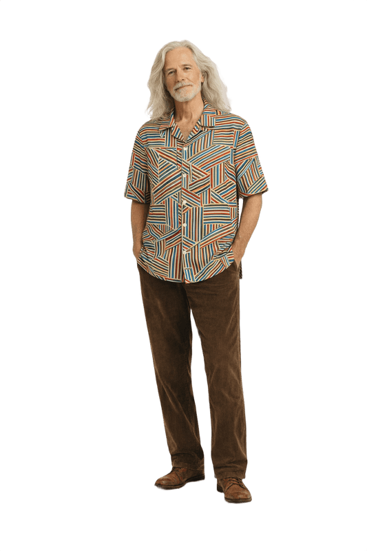 1970s Multi-Color Cotton Shirt - Model
