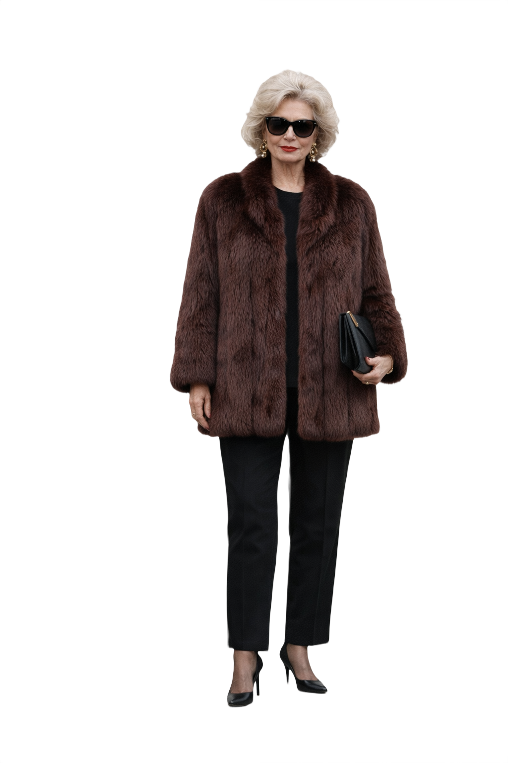 1980s Brown Fur Coat - Model