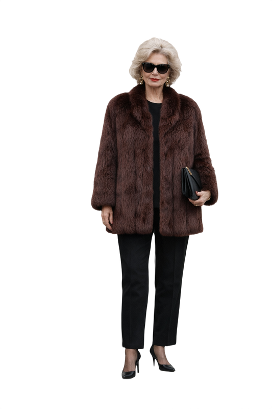1980s Brown Fur Coat - Model