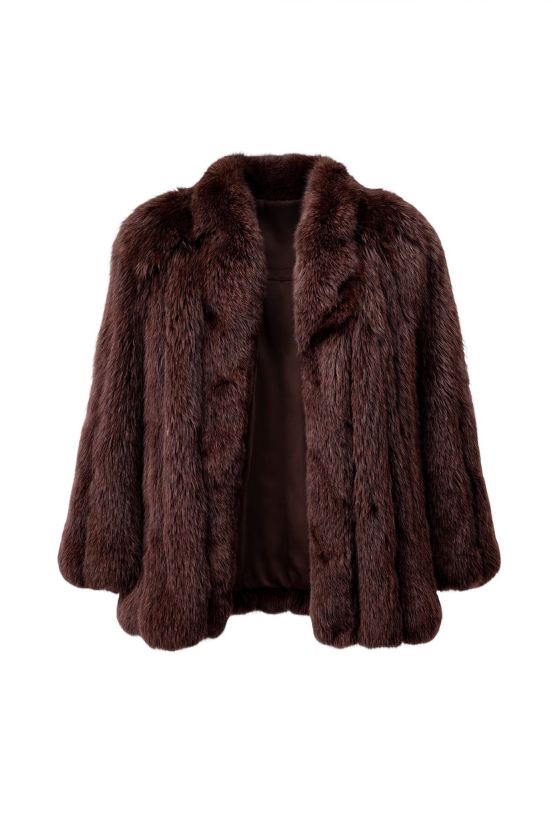 1980s Brown Fur Coat - Front View