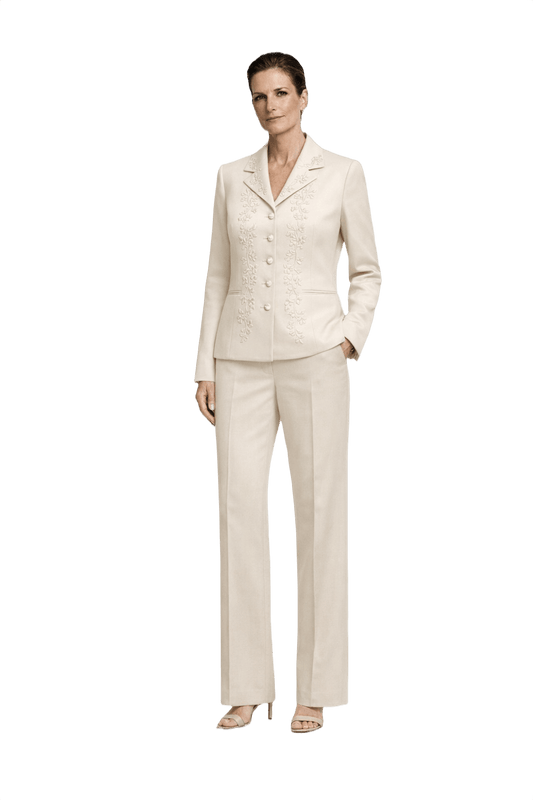 1990s Cream Polyester Suit - Model