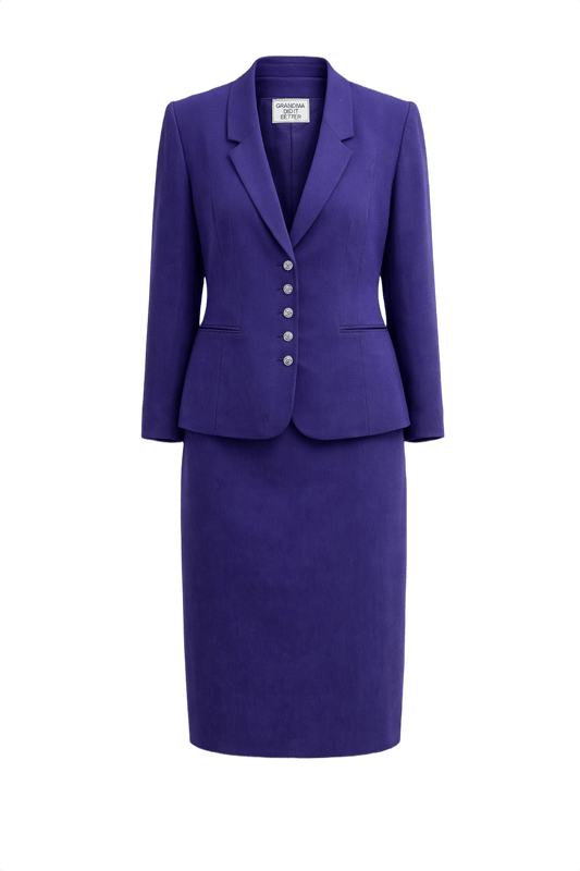 1990s Violet Unknown Blazer and Skirt Set - Front View