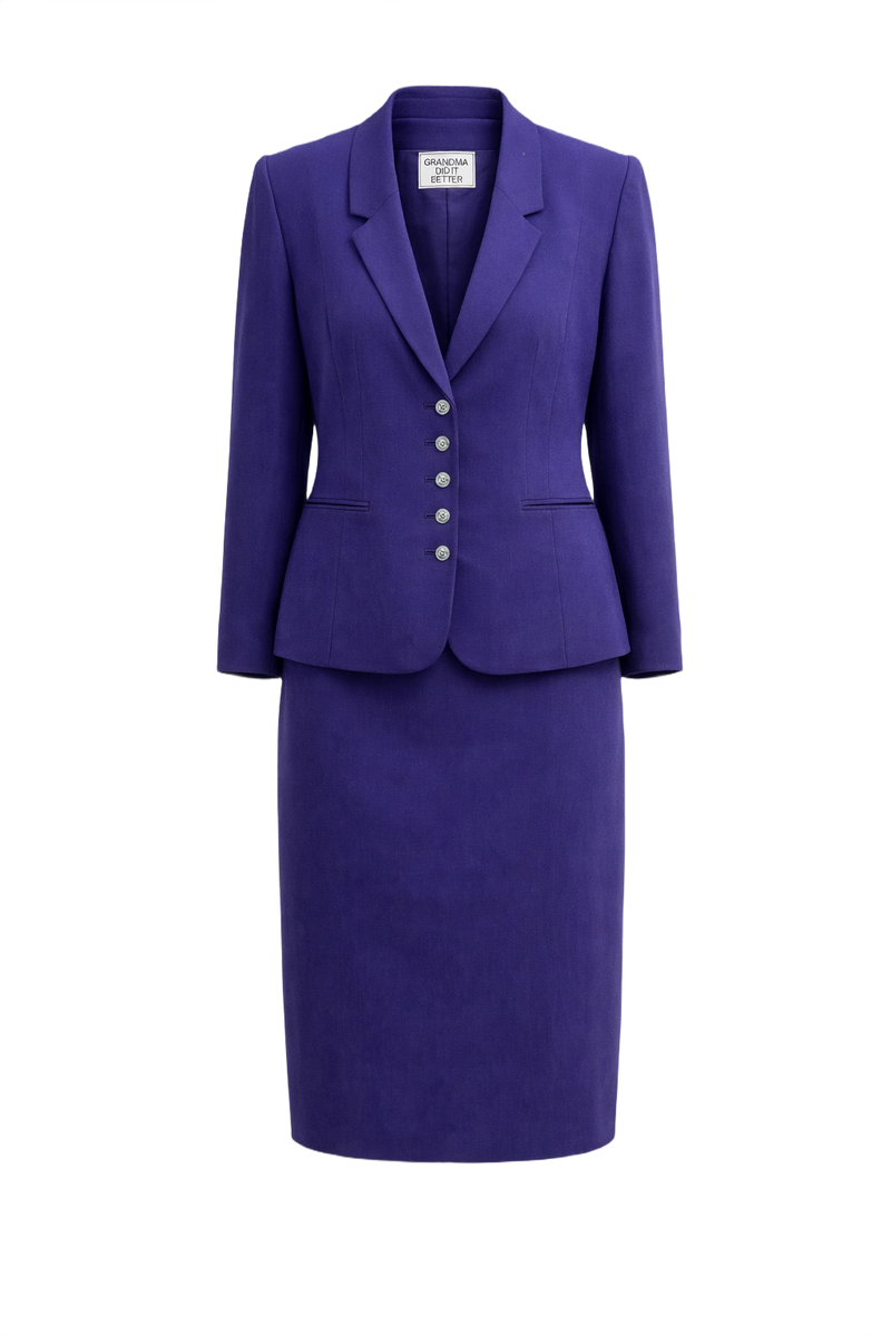 1990s Violet Unknown Blazer and Skirt Set - Front View