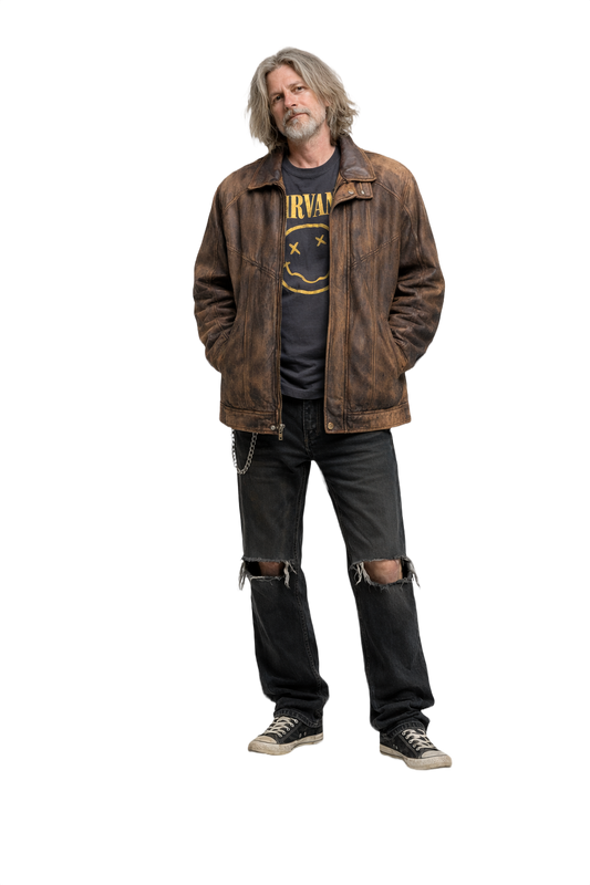 1990s Brown Leather Jacket - Model