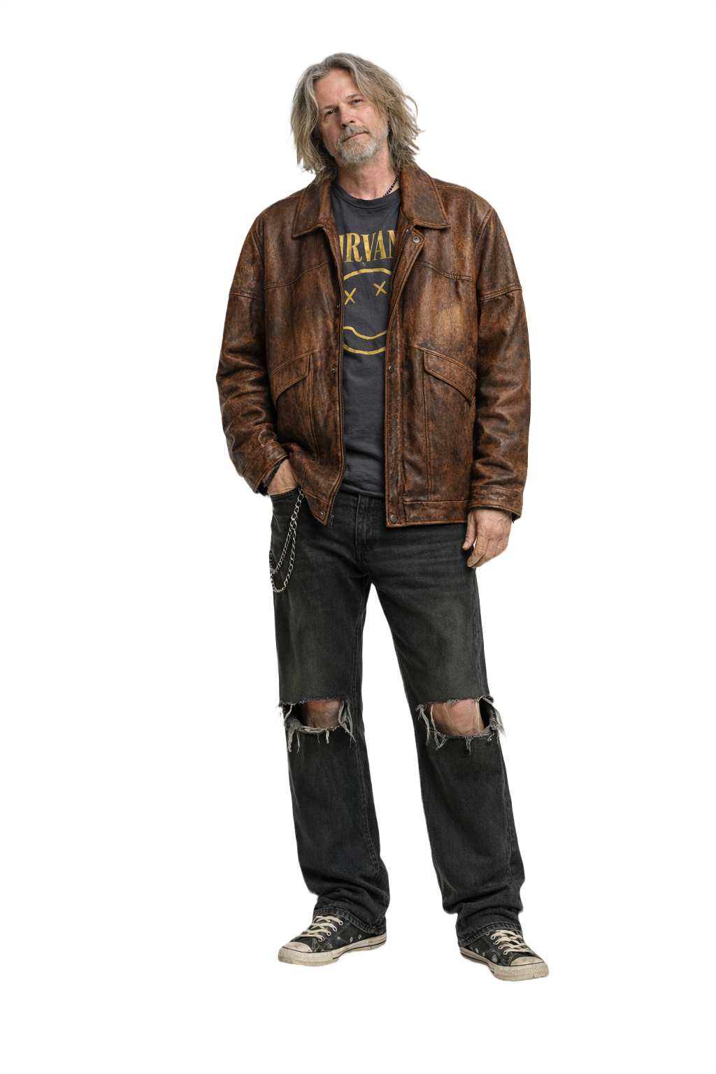 1990s Brown Leather Jacket - Model