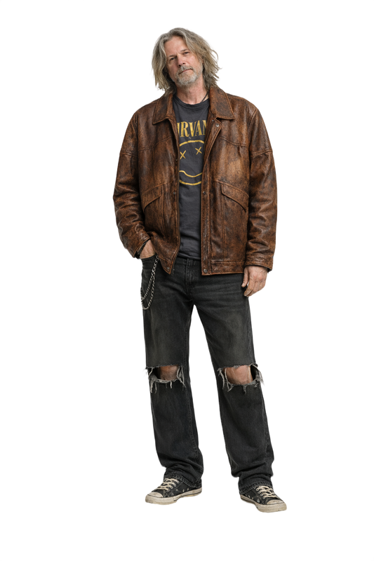 1990s Brown Leather Jacket - Model