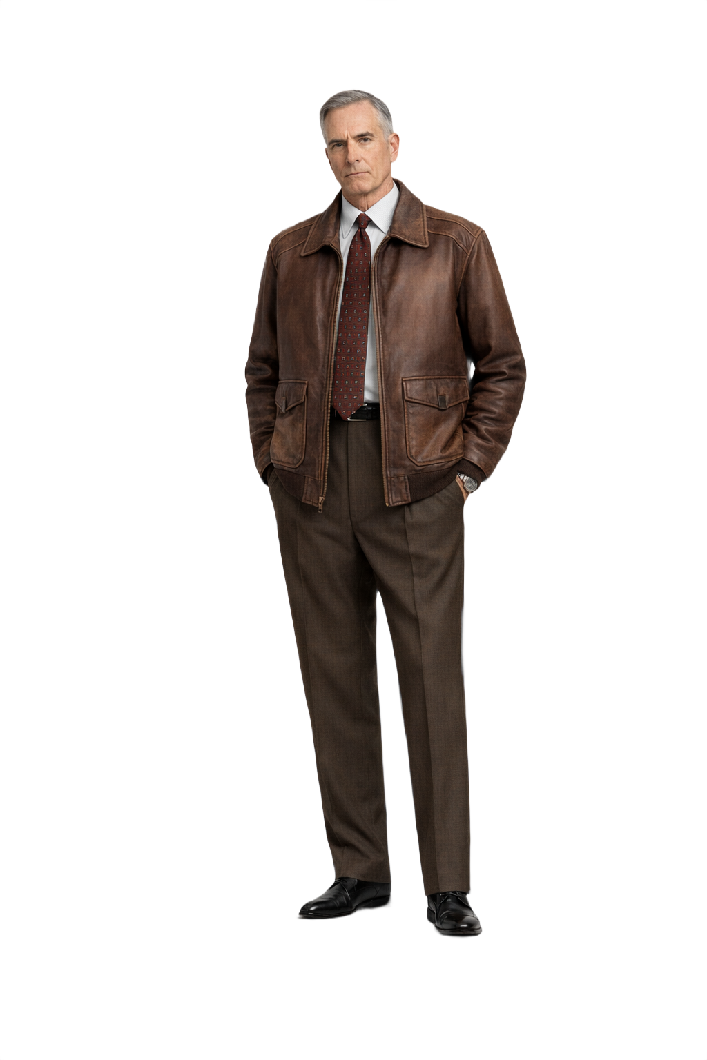 1990s Brown Leather Jacket - Model