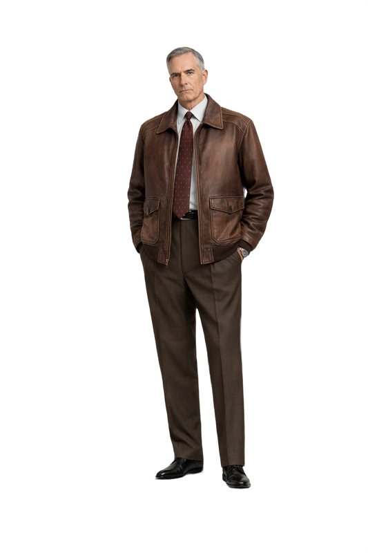 1990s Brown Leather Jacket - Model