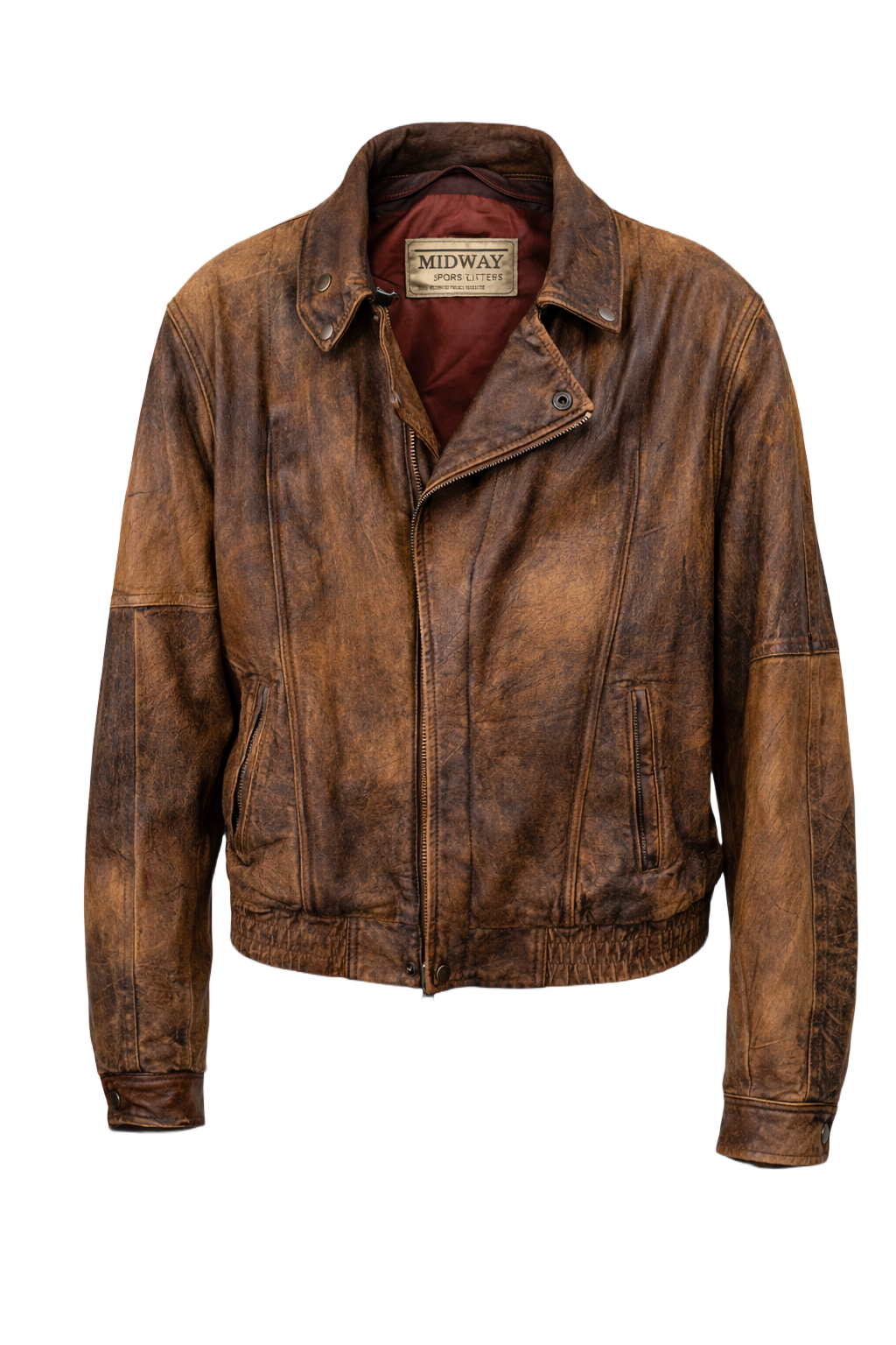 1990s Brown Leather Jacket - Front View