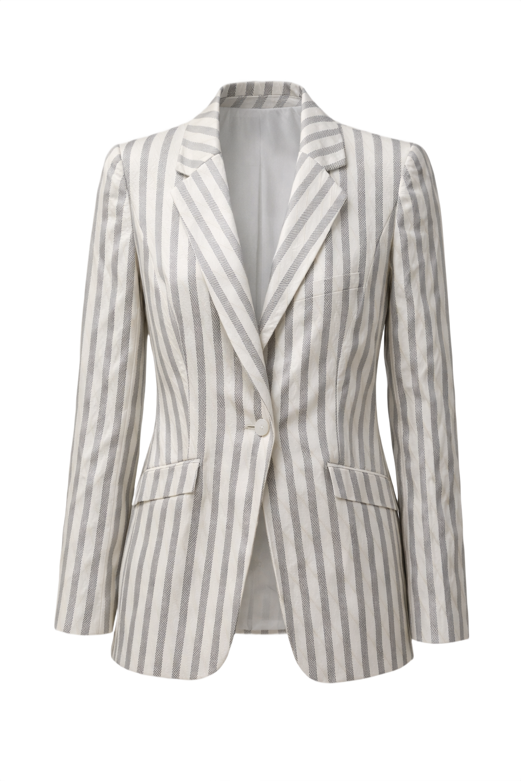 1990s Silver Silk Blazer - Front View