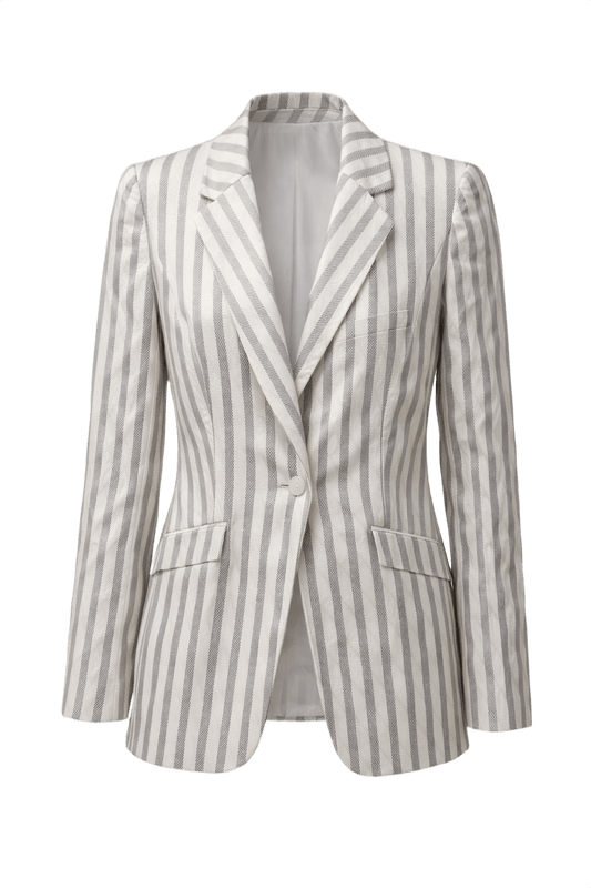 1990s Silver Silk Blazer - Front View