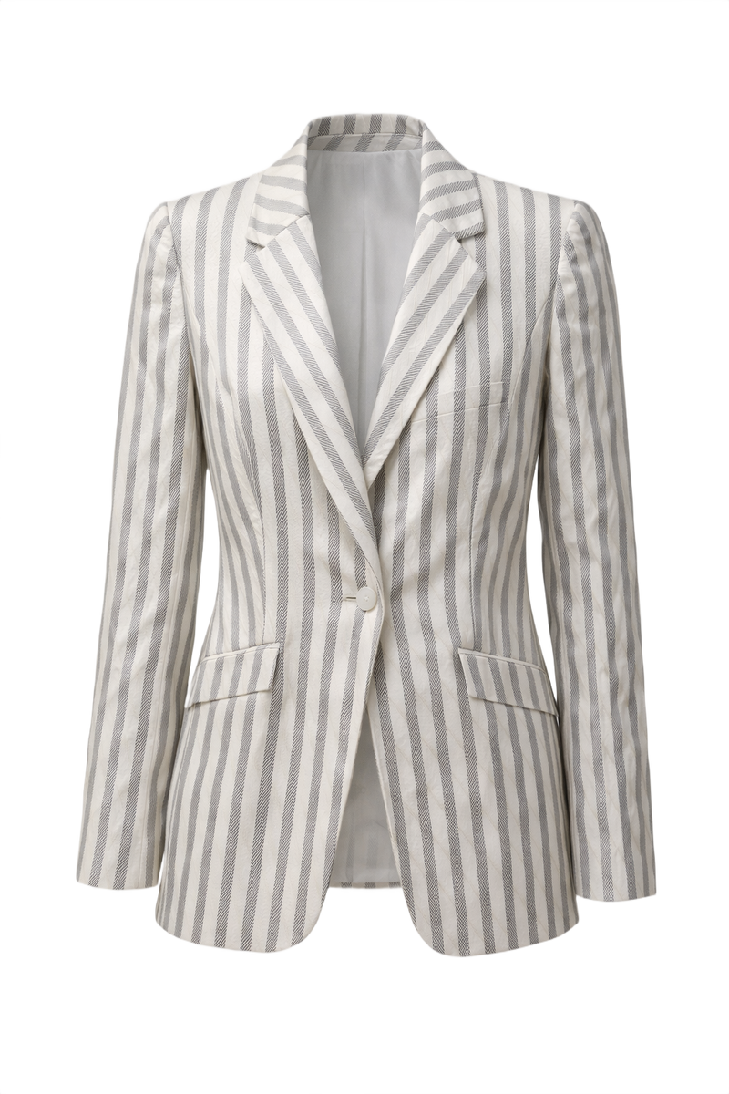 1990s Silver Silk Blazer - Front View