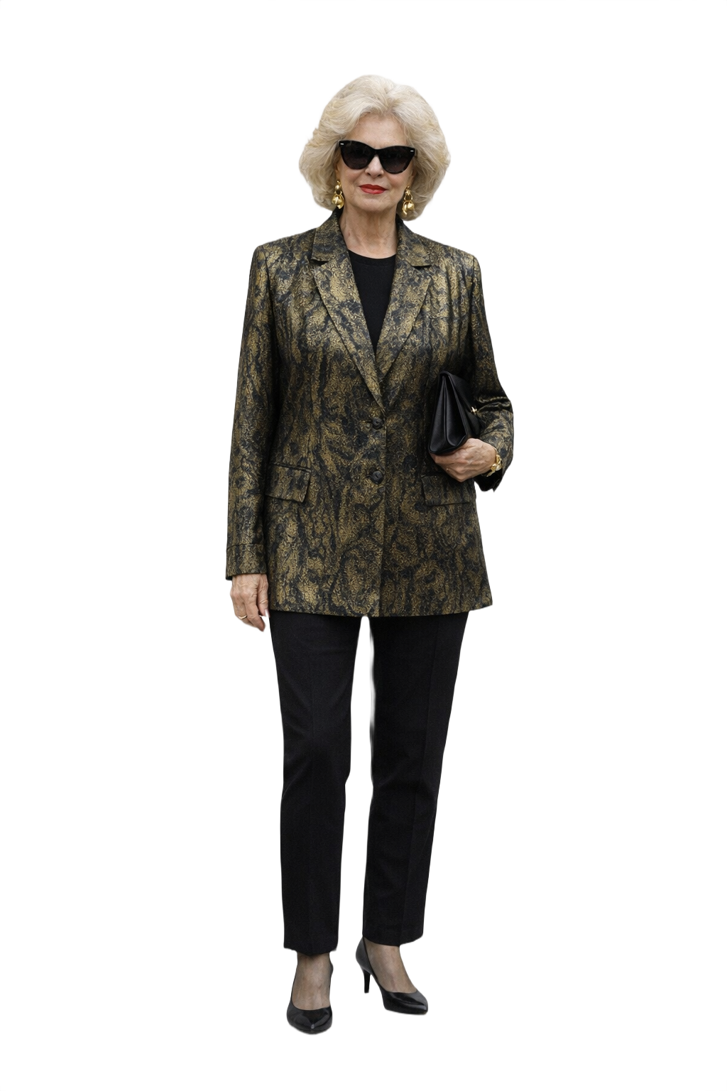 1980s Gold Metallic Synthetic Blazer - Model