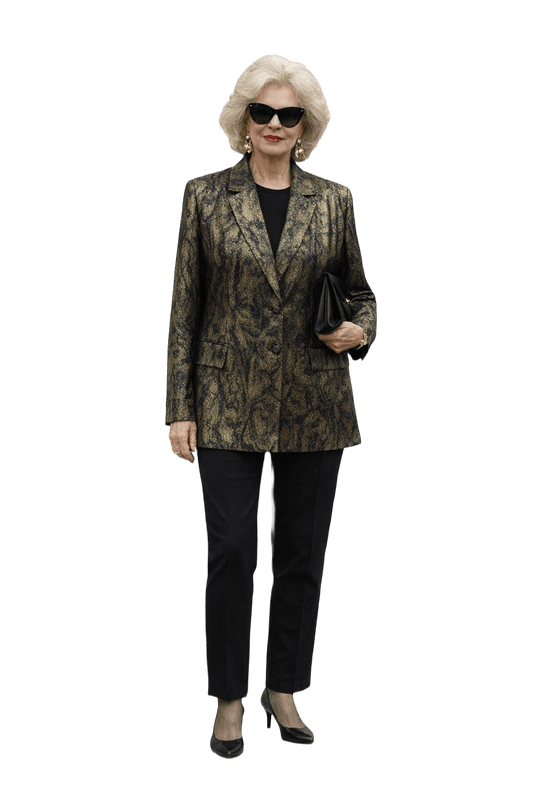 1980s Gold Metallic Synthetic Blazer - Model