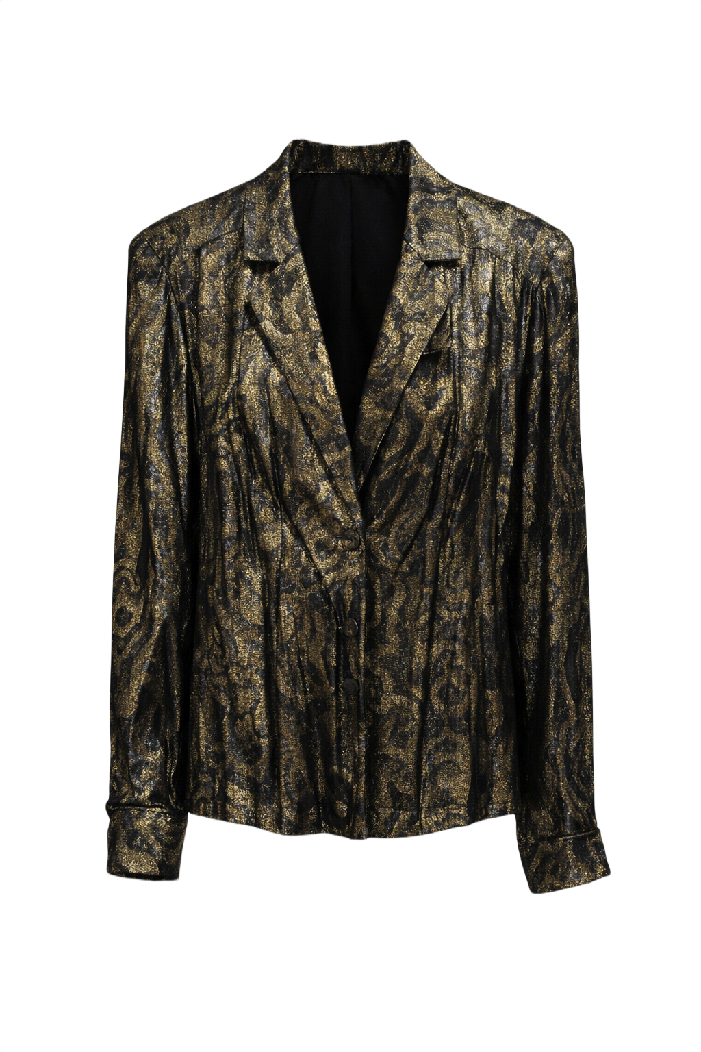 1980s Gold Metallic Synthetic Blazer - Front View