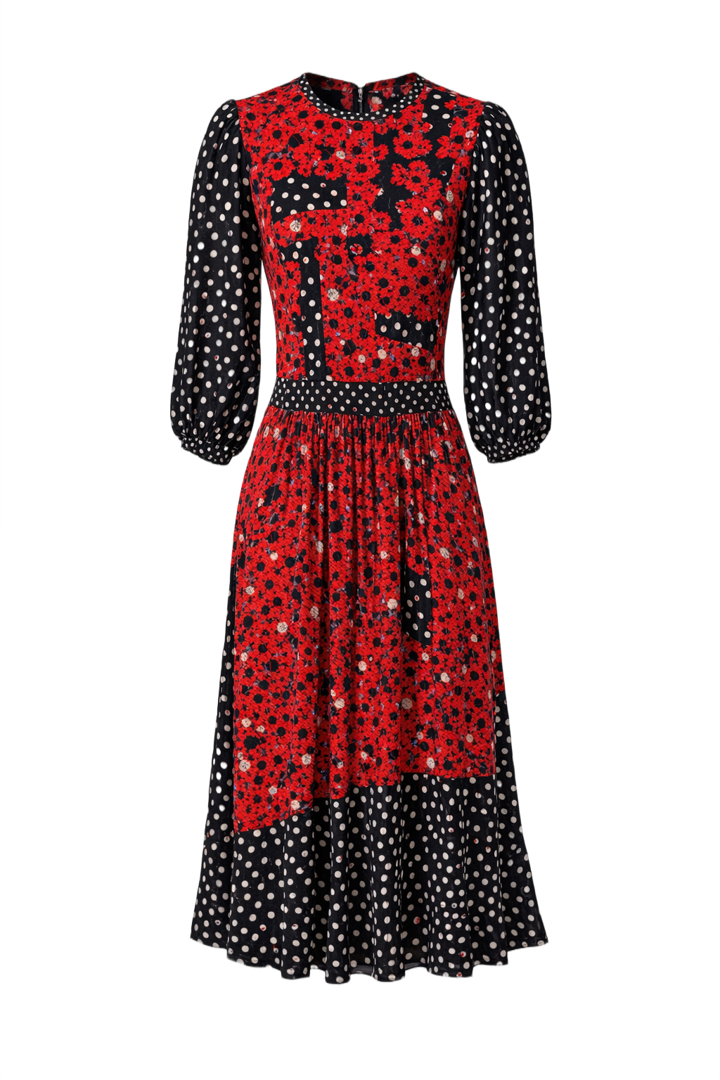 1980s Red Polyester Dress - Front View