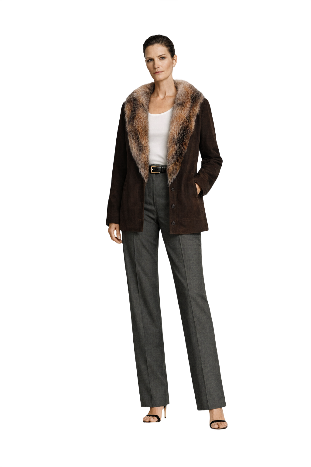 1990s Dark Brown Textured Leather Jacket - Model