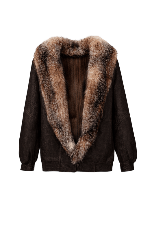 1990s Dark Brown Textured Leather Jacket - Front View