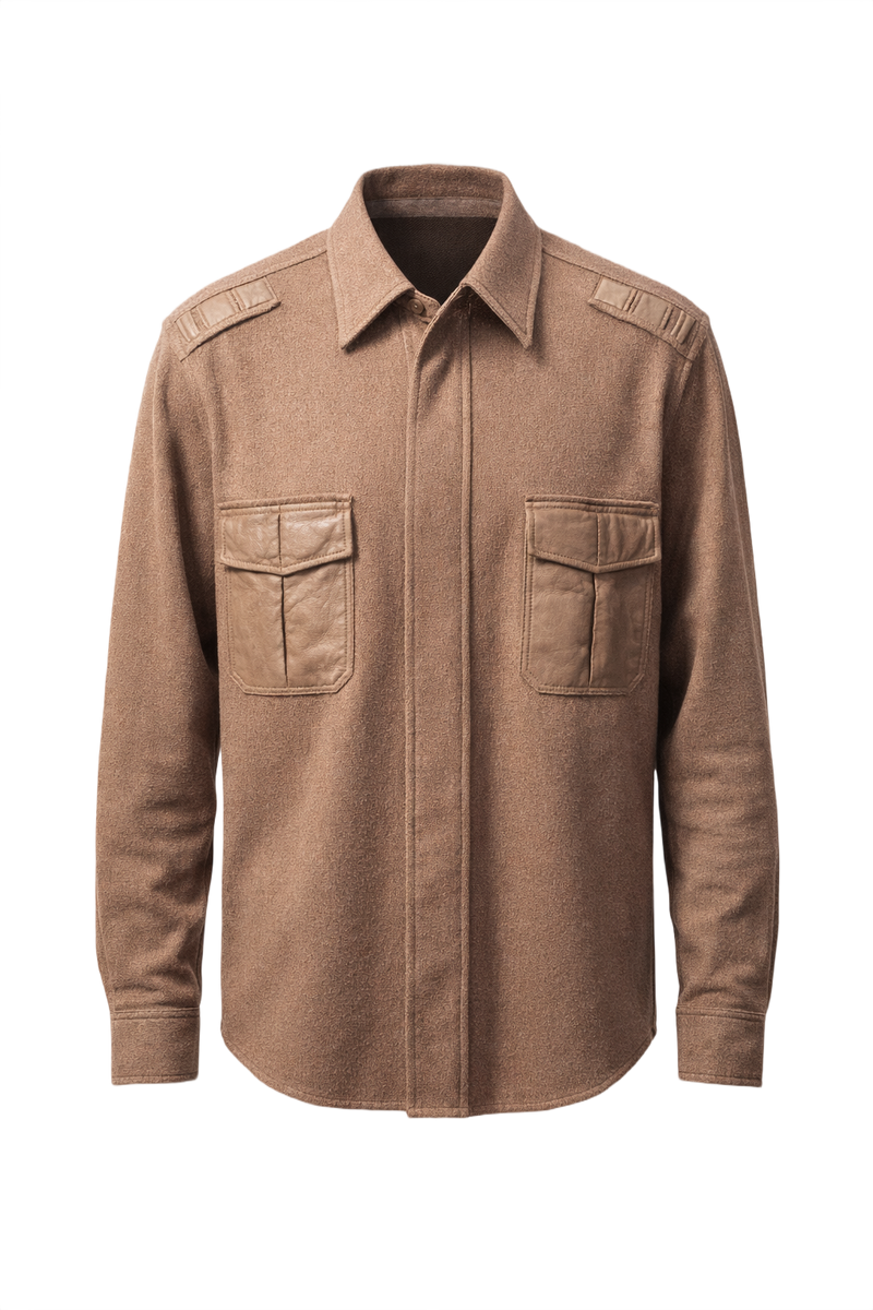 1970s Beige Wool Shirt - Front View