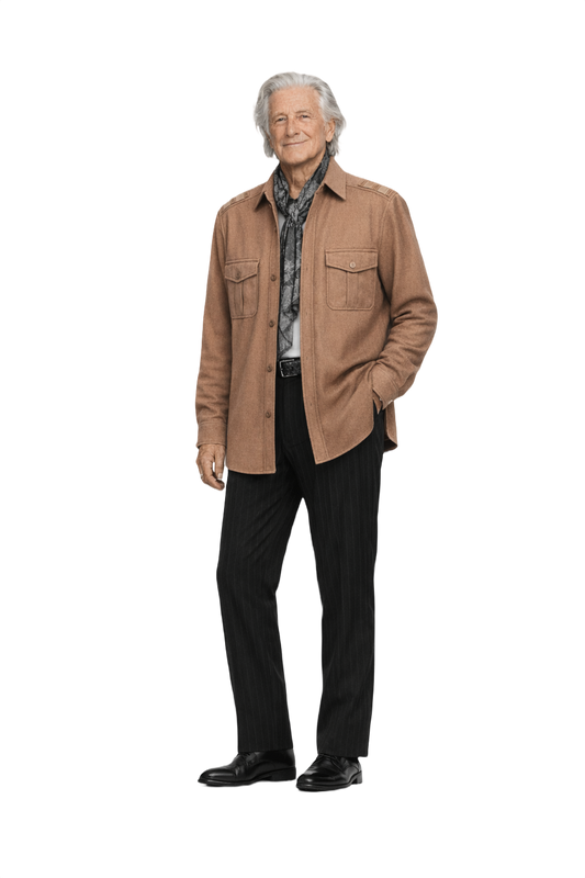 1970s Beige Wool Shirt - Model
