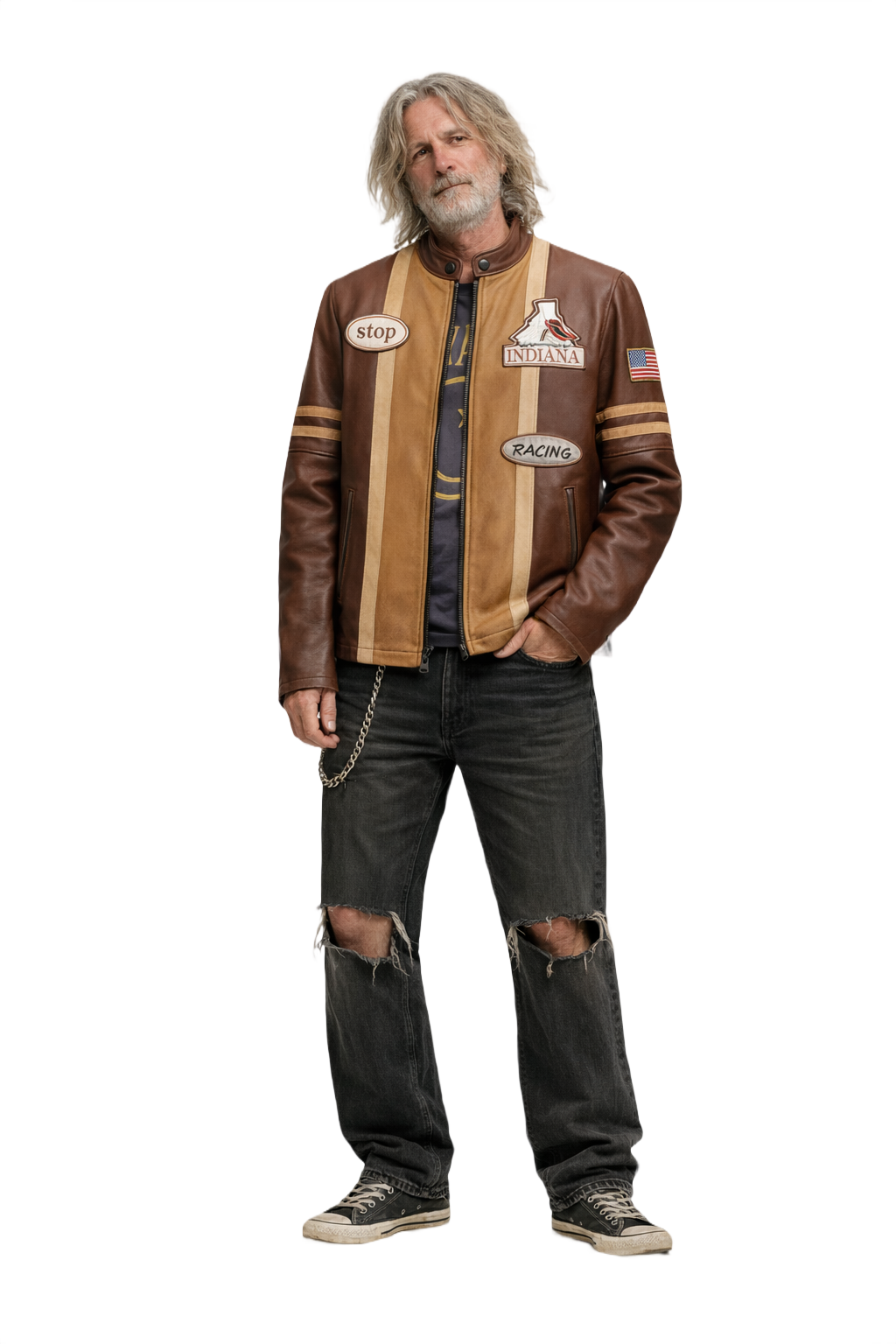 1990s Brown Leather Jacket - Model