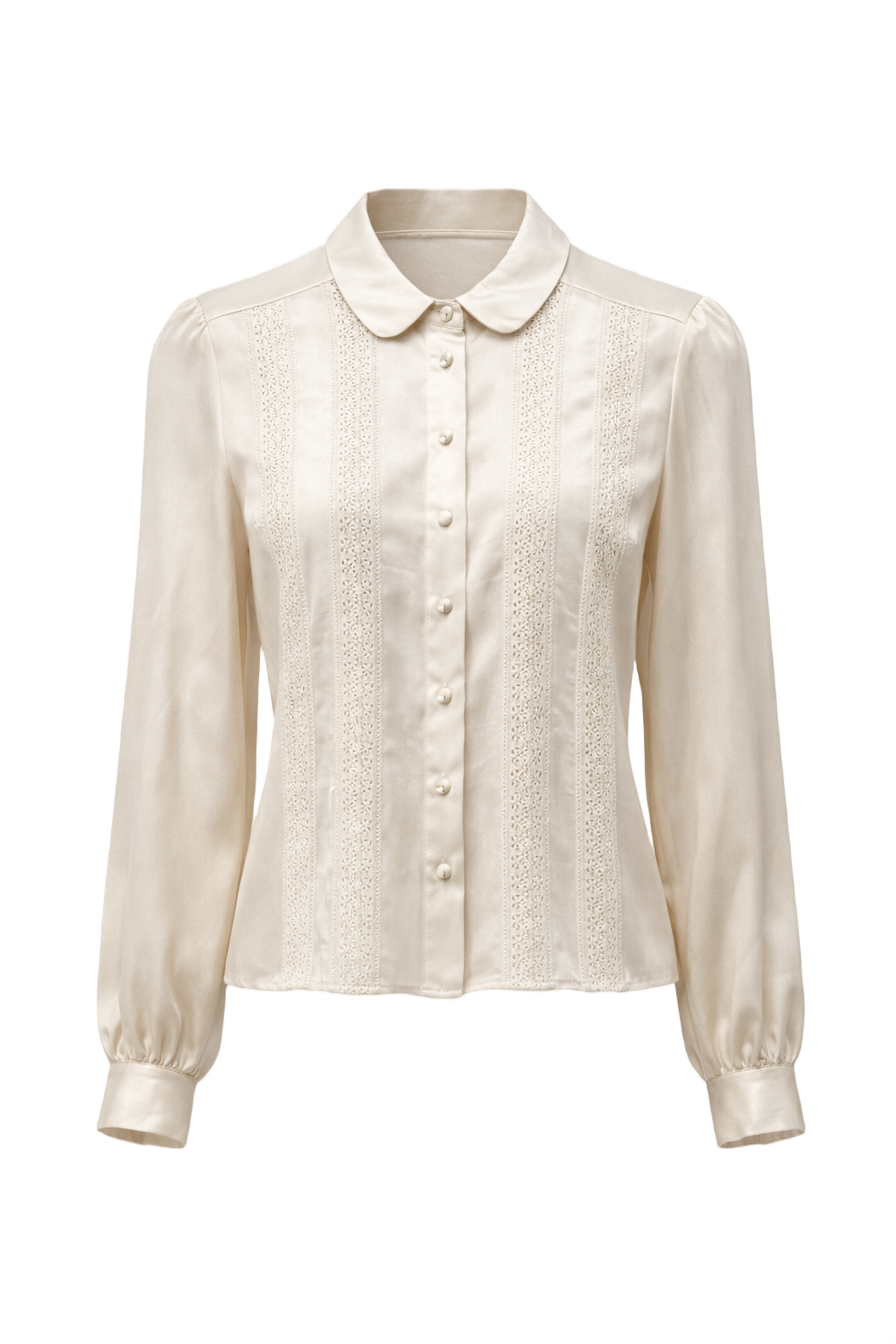 1970s Cream Silk Blouse - Front View