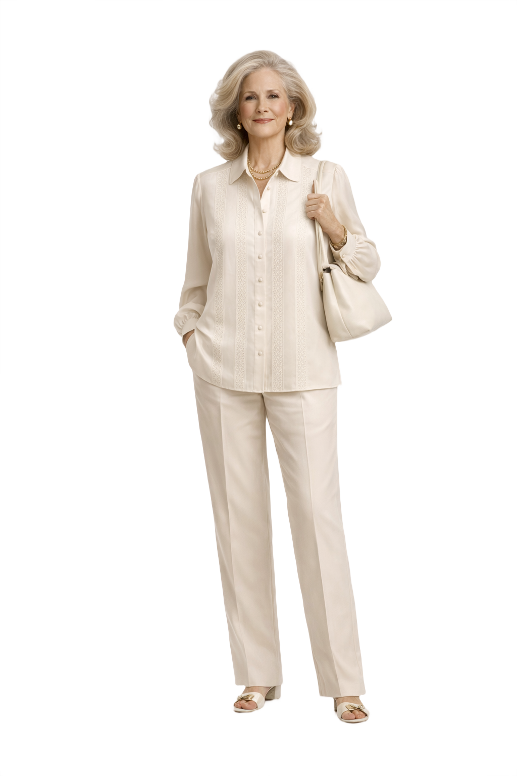 1970s Cream Silk Blouse - Model