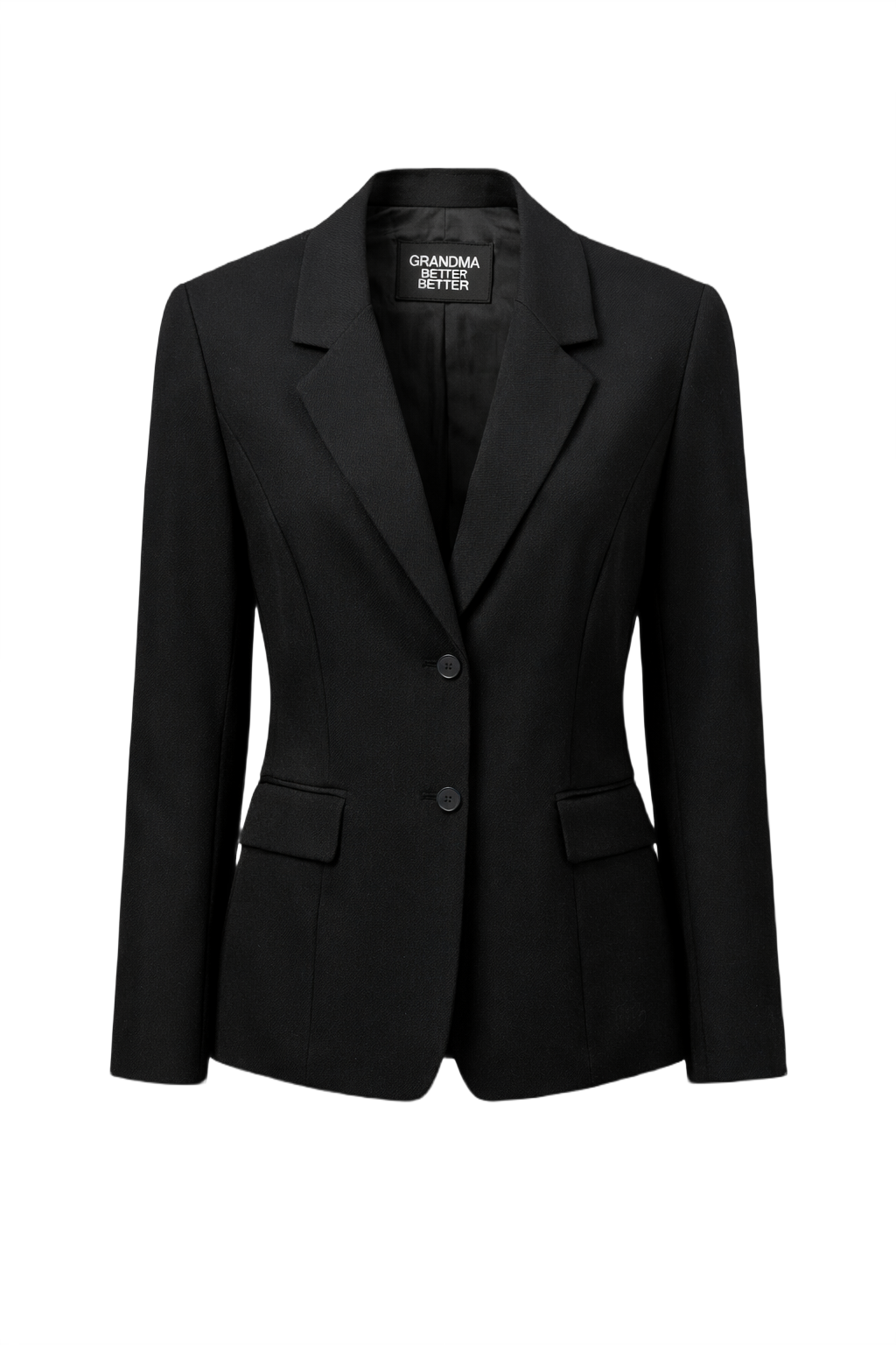 1980s Black Wool Blazer - Front View