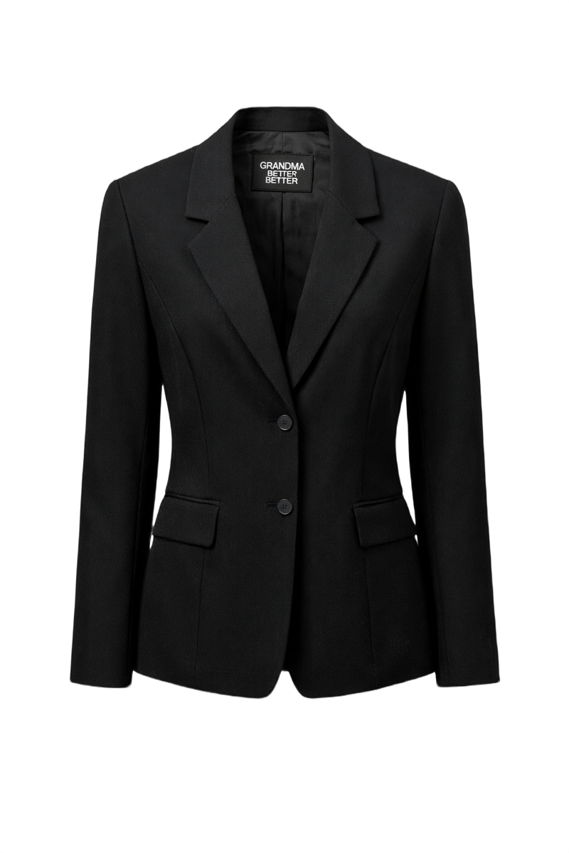 1980s Black Wool Blazer - Front View