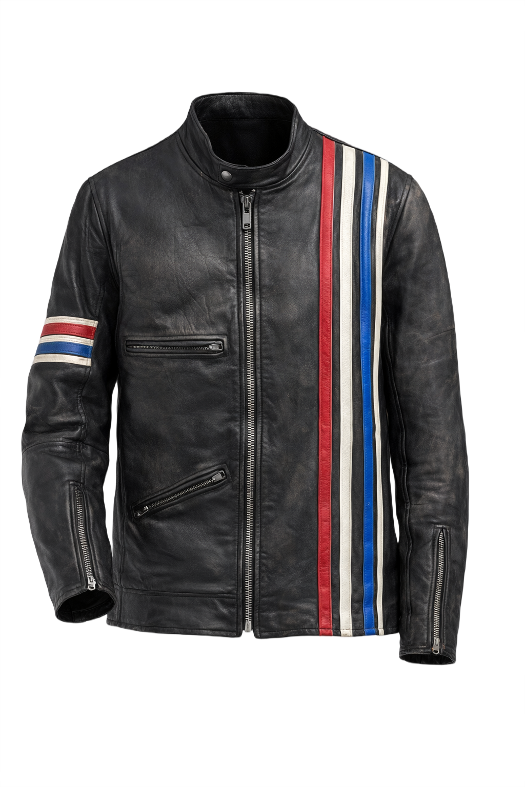 1990s Black Leather Jacket - Front View