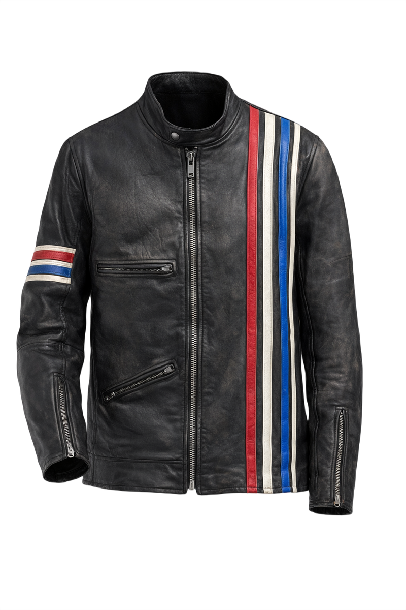 1990s Black Leather Jacket - Front View